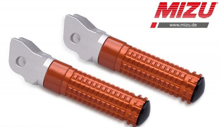 Mizu Race driver's footpeg, including ABE, Silver/Orange | 409TO1110021