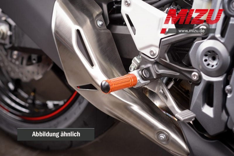 Mizu Race driver's footpeg, including ABE, Silver/Orange | 409TO1110025