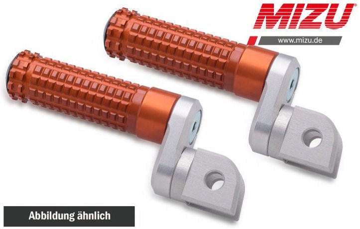 Mizu Flex Race driver's footpeg, including ABE, Silver/Orange | 409TO2210013