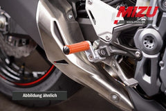 Mizu Flex Race driver's footpeg, including ABE, Silver/Orange | 409TO3310009