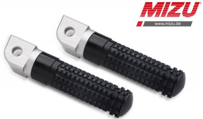 Mizu Race driver's footpeg, including ABE, Silver/Black | 409TS1110008