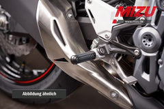 Mizu Race driver's footpeg, including ABE, Silver/Black | 409TS1110012