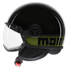 MOMO DESIGN HELMET FGTR CLASSIC MOMODESIGN E2206, STRIPES BLACK/YELLOW FLUO | 21184A7001012