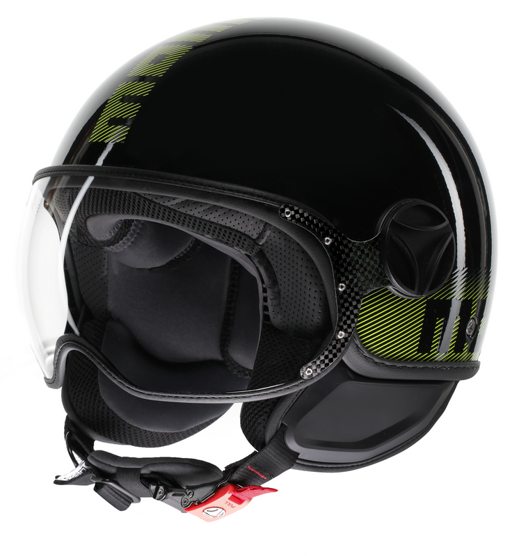 MOMO DESIGN HELMET FGTR CLASSIC MOMODESIGN E2206, STRIPES BLACK/YELLOW FLUO | 21184A7001012