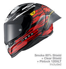 NEXX Race Helmet X.R3R GLITCH RACER RED.WHITE, Size: XXS | 01XR323415015