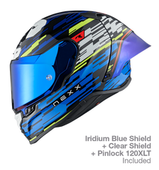 NEXX Race Helmet X.R3R GLITCH RACER BLUE NEON, Size: XXS | 01XR323415163