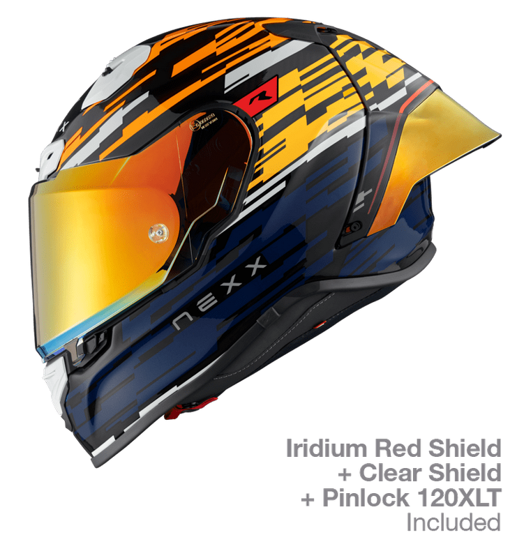 NEXX Race Helmet X.R3R GLITCH RACER ORANGE.BLUE, Size: XXS | 01XR323415169