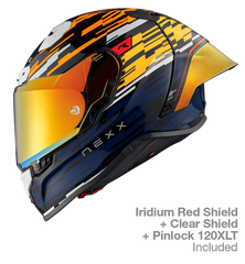 NEXX Race Helmet X.R3R GLITCH RACER ORANGE.BLUE, Size: XXS | 01XR323415169