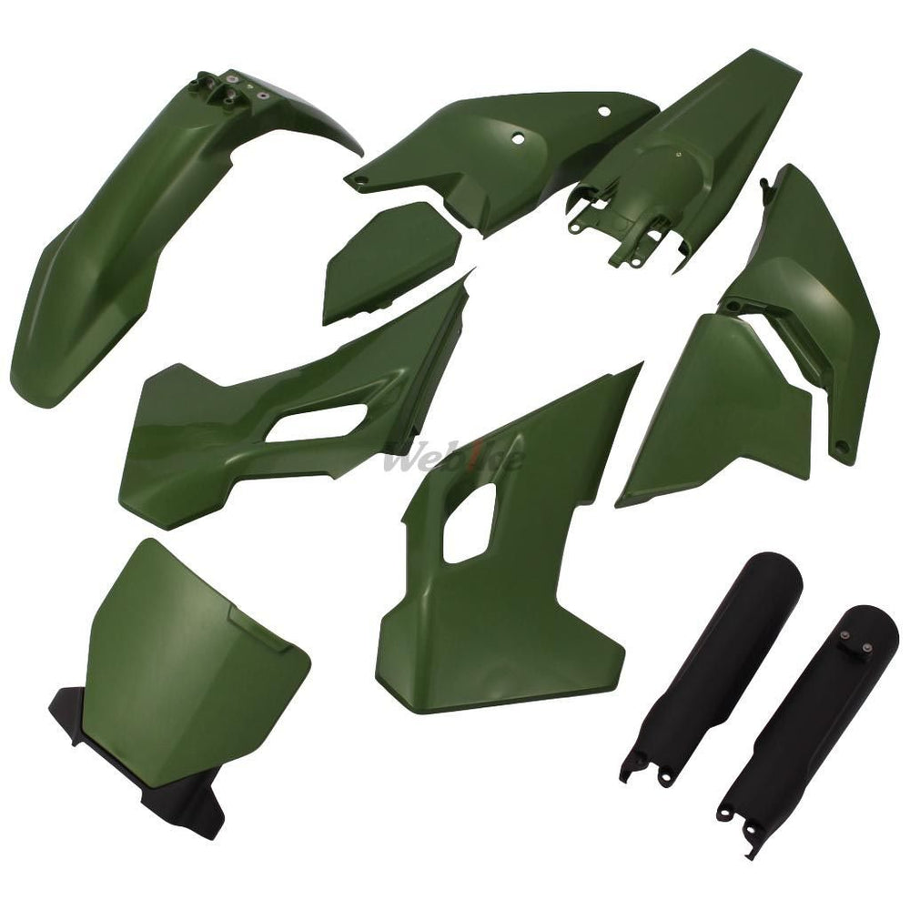 Full Kit with BLACK fork guards, CAMO GREEN