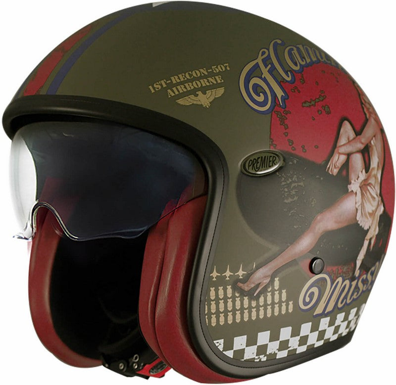 Premier Open Face Helmet VINTAGE PIN UP MILITARY BM | APJETVIEFIBPMM0