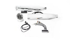 2X Custom Exhaust Ø 102 mm, Without Catalytic Converter, With Can-Bus Actuated Sound System - Asc, Stainless Chrome, Endcap Straight End V1 2 Pcs., Alloy Chrome, Extension Chrome Set, 25 mm Set Of Screws, Alloy Chrome
