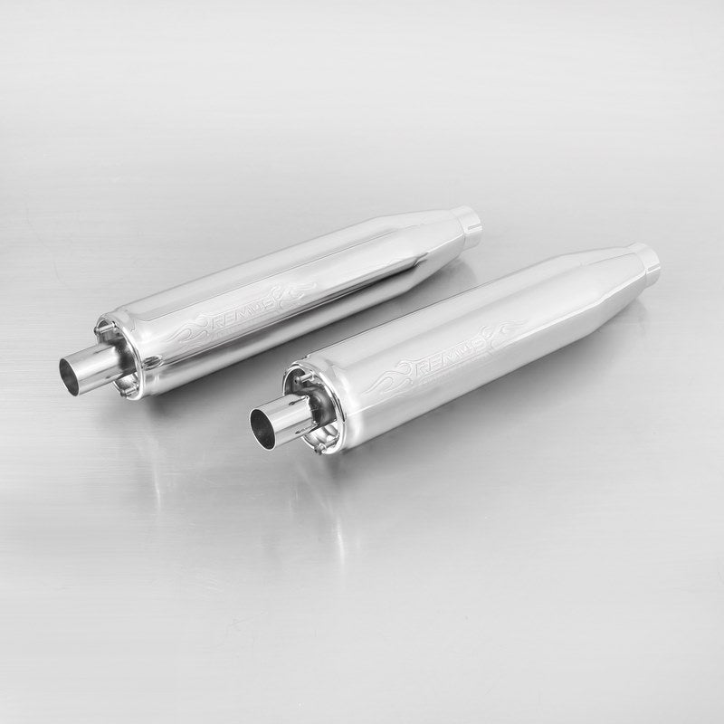 2 X Custom Exhaust Chrome, Plug-In Catalytic Converter Set 2 Pcs., End Cap Straight End 2 Pcs. Stainless Chrome