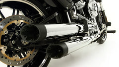 2 X Custom Exhaust Slip-On Ø 90 mm Incl. Cat. Asc, Stainless Chrome, Endcap Short Cut V1 2 Pcs., Alloy Chrome