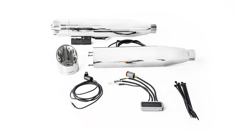 2 X Custom Slip-On Exhaust Ø 90 mm Incl. Cat., Asc, Stainless Chrome, Endcap Short Cut V1 2 Pcs., Alloy Chrome