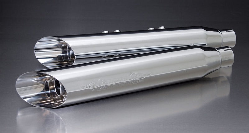 Custom, Slash Cut Muffler Incl. Cat.Top/Bottom , Chrome, EEC