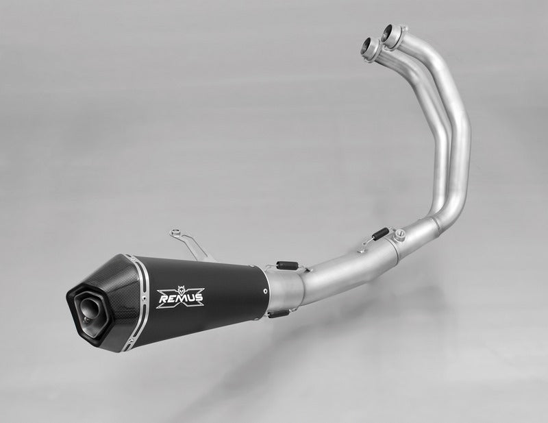 Hypercone, Complete System Header, Racing Conntecting Tube And Rear Muffler, Stainless Black, Race No EEC, 65 mm