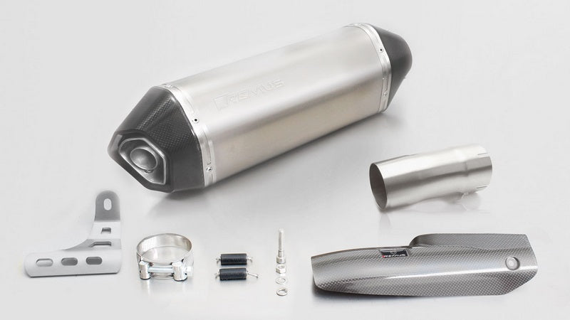 Hexacone, Slip On Muffler And Connecting Tube Incl. Carbon Heat Protecting Shield, Titanium, EEC, 66 mm