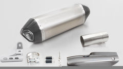 Hexacone, Slip On Muffler With Connecting Tube Incl. Carbon Heat Protecting Shield, Titanium, 66mm, Incl. EC Homologation