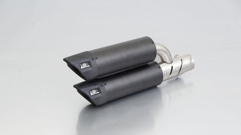 RSC Dual Flow, Slip On Muffler With Connecting Tube No Cat. With Heat Shield, Carbon, Without EC Homologation