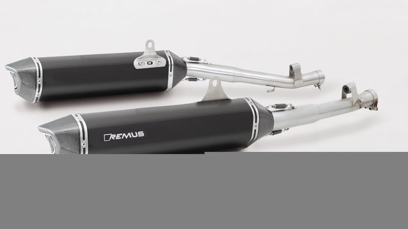 Black Hawk, Slip On Muffler Left/Right Incl. Connecting Tube, Stainless Black, EC Approval, 54 mm