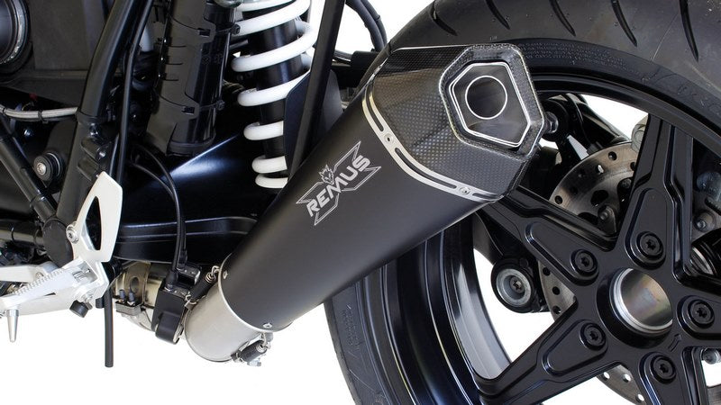Hypercone, Slip On Muffler With Connecting Tube Low To Mount With Sozius Footpegs, Stainless Black, EC Homologation