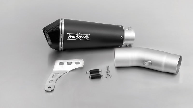 Hypercone, Slip On, Muffler With Connecting Tube No Cat, Stainless Black, 65 mm, Without EC Homologation