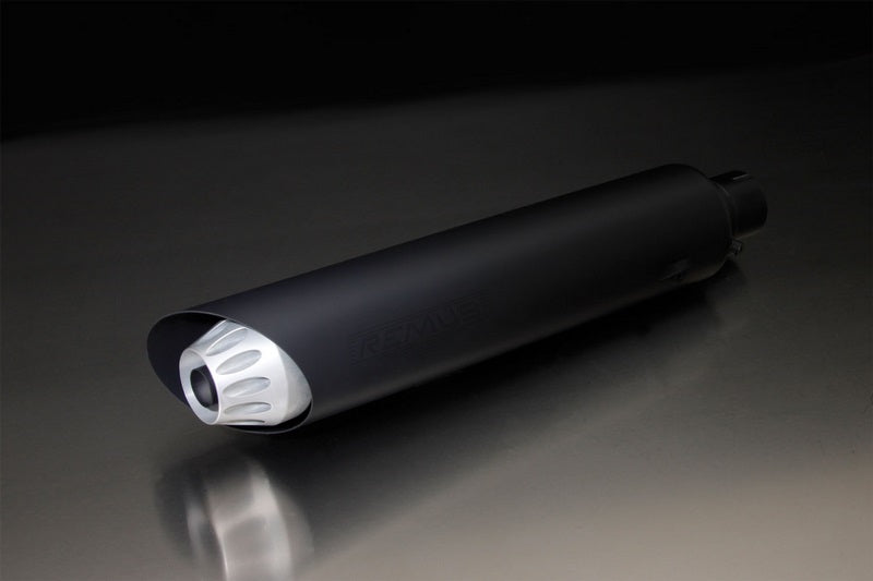 Retro, Slip On Silencer Incl. Connecting Tube With Anodized Aluminium End Cap, Stainless Black, EEC, 55 mm