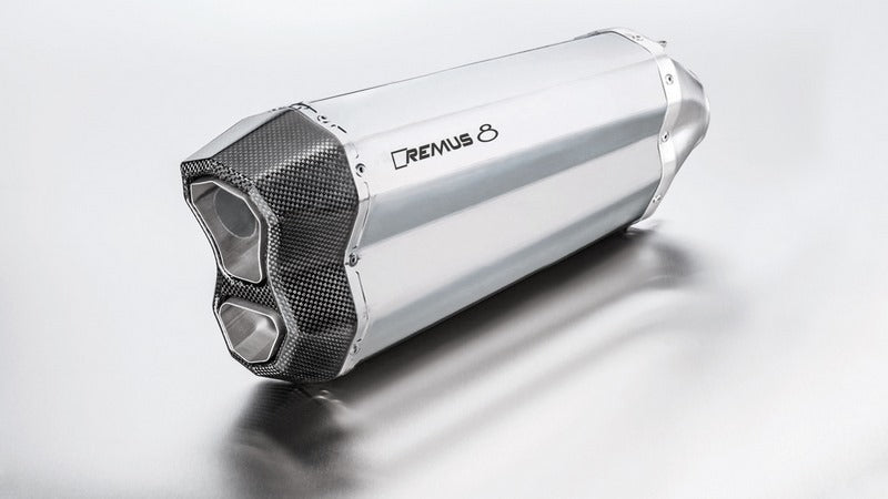 Slip On Muffler With Connecting Tube, Stainless Matt, 65mm, Incl. EC Homologation