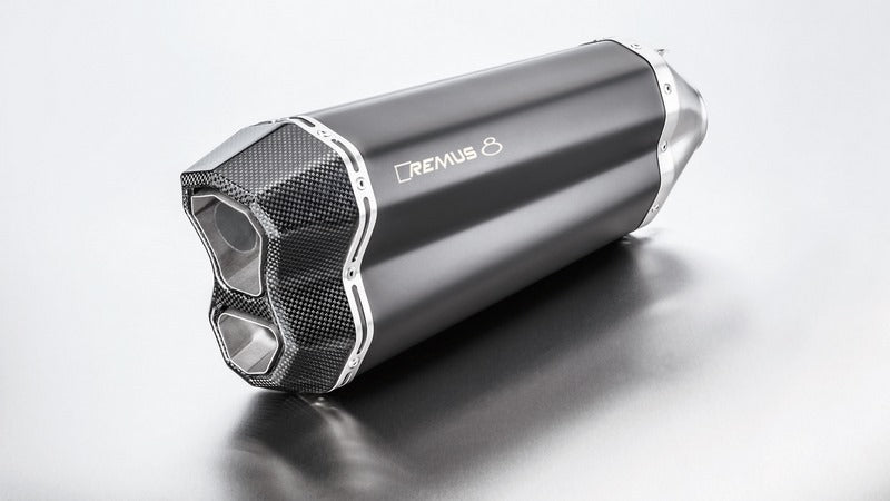 Slip On Muffler With Connecting Tube, Stainless Black, 65mm, Incl. EC Homologation