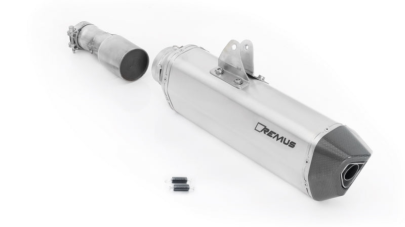 Black Hawk, Slip On Muffler With Connecting Tube, Stainless Matt, Incl. EC Homologation