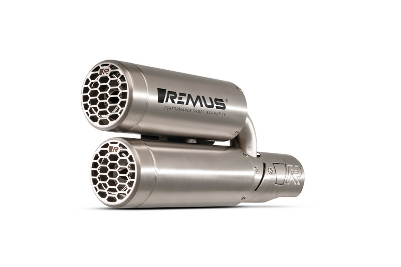 Slip-On Double Mesh Sport Silencer, Stainless Brushed, Header With Catalytic Converter, Incl. EC Type Approval