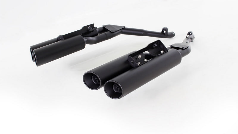 Custom Muffler Left/Right Sport Exhaust, Stainless Black, Stainless Header 6-2 No Cat. Instead Of Original Header, Race No Ec
