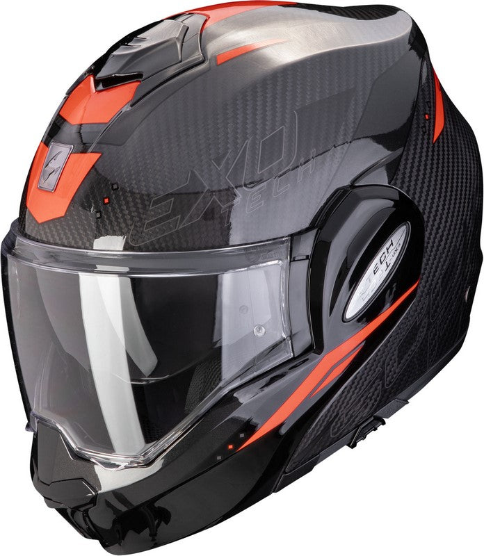 Scorpion Flip Up Helmet Exo-Tech Evo Carbon Rover Black-Red | 118-433-24