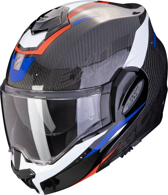 Scorpion Flip Up Helmet Exo-Tech Evo Carbon Rover Black-Red-Blue | 118-433-323