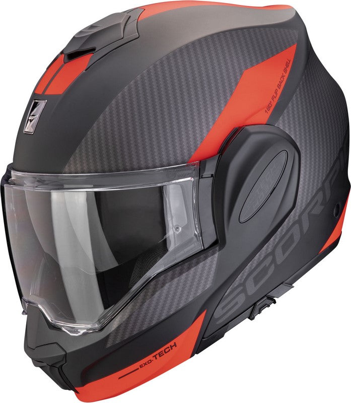 Scorpion Flip Up Helmet Exo-Tech Evo Team Matt Black-Silver-Red | 118-457-262