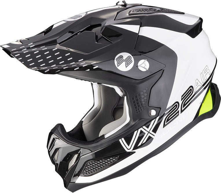 Scorpion Exo Offroad Helmet Vx-22 Air Ares White Black Yellow | 32-379-207
