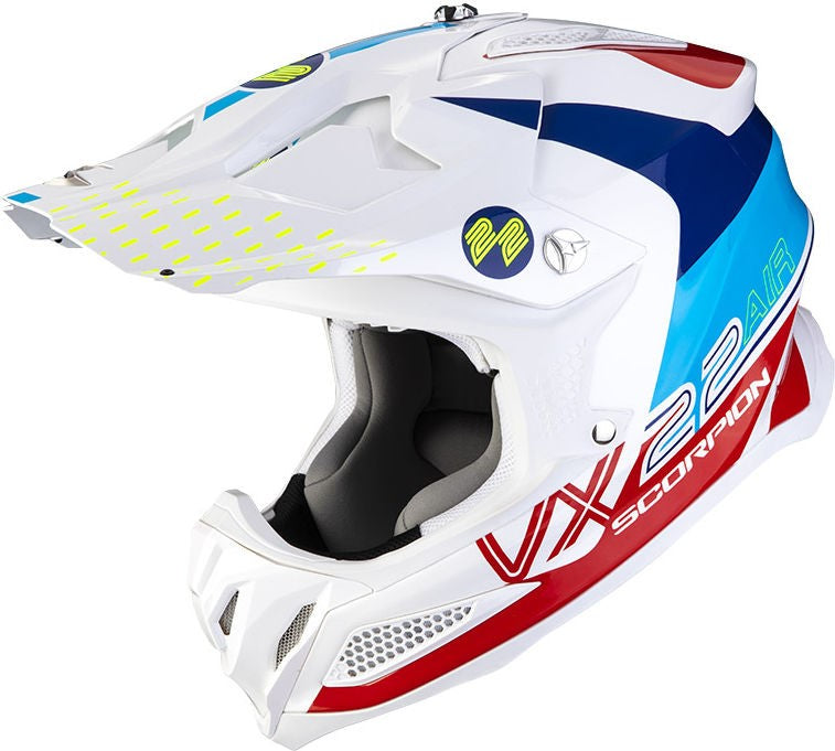 Scorpion Exo Offroad Helmet Vx-22 Air Ares White Blue Red | 32-379-236