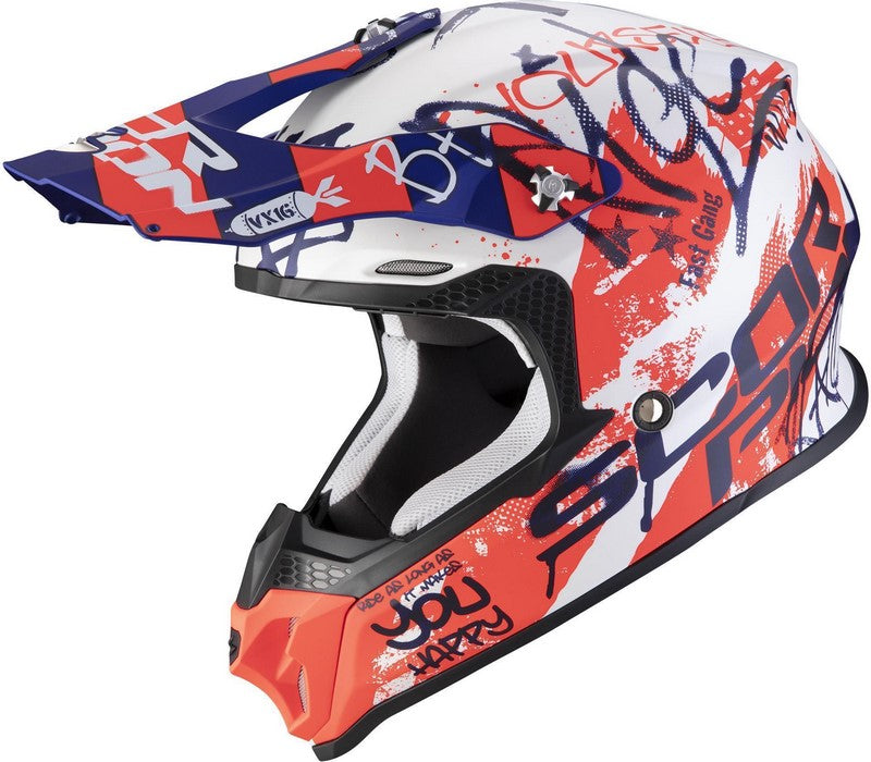 Scorpion VX-16 AIR, White Mat-Blue-Red | 46-302-249