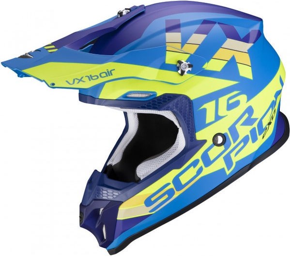 Scorpion Exo Offroad Helmet Vx-16 Air X Turn Blue Yellow Fluo | 46-332-220