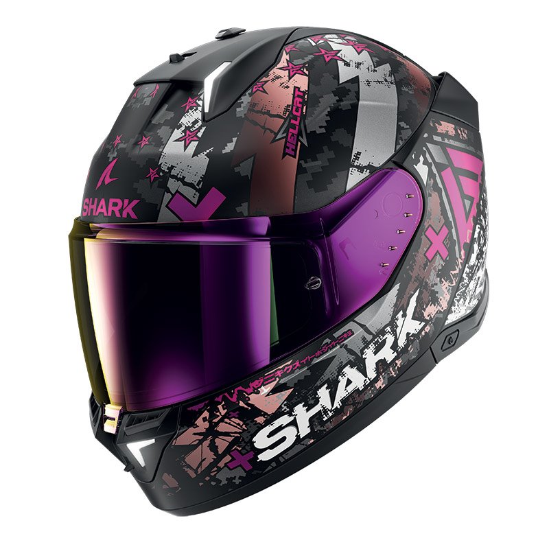 Shark Full Face Helmet Skwal I3 Hellcat Mat Black Chrom Purple | HE0829EKUV