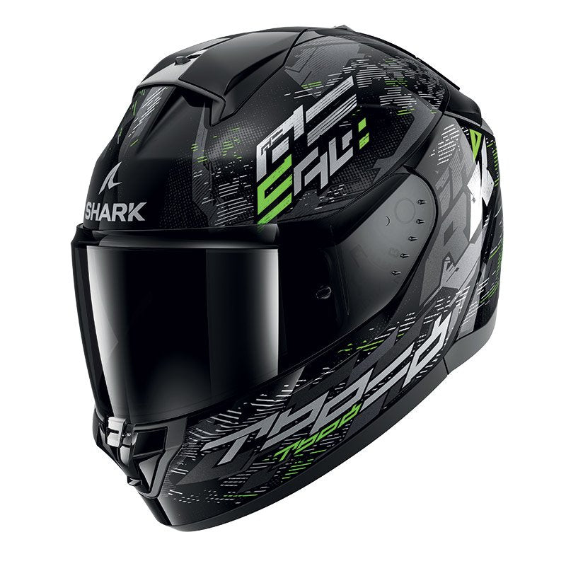 Shark Full Face Helmet Ridill 2 Molokai Black Silver Green | HE1109EKSG