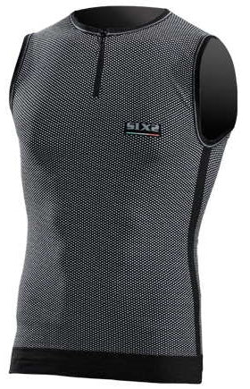 SIXS Short zipped sleeveless biking top tank - carbon black