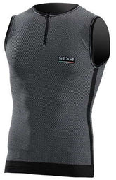 SIXS Short zipped sleeveless biking top tank - carbon black
