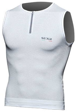 SIXS Short zipped sleeveless biking top tank - carbon white