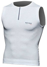 SIXS Short zipped sleeveless biking top tank - carbon white