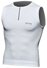 SIXS Short zipped sleeveless biking top tank - carbon white