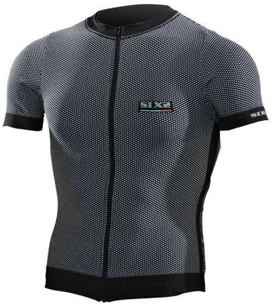 SIXS Biking Short-Sleeved Shirt with Full-Size Zipper - carbon black