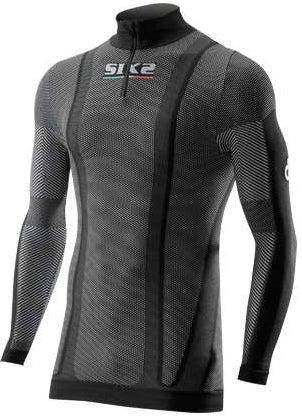 SIXS Zipped long-sleeved T-shirt charged with CARNOSINE - carbon black