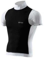 SIXS Short-sleeved turtleneck T-shirt with wind protection - carbon white