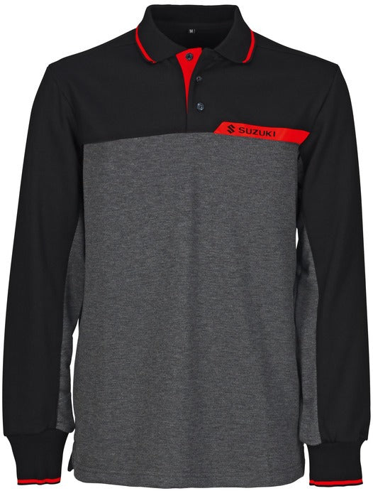 Suzuki Team black longsleeve polo | 990F0-BKLP3